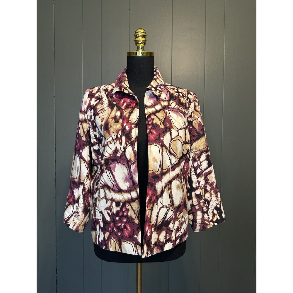 ALFRED DUNNER MULTI-COLOR GEOMETRIC DESIGN BLAZER JACKET Petites SP